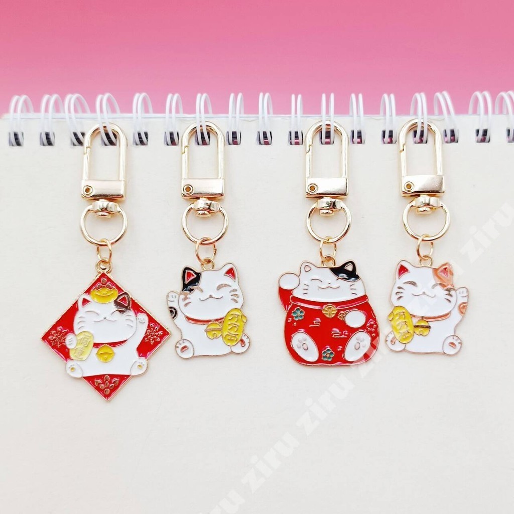 น ่ ารักโลหะผสม Lucky Cat จี ้ Plutus แมวพวงกุญแจจี ้ กระเป ๋ าซิปจี ้ ของขวัญสําหรับเพื ่ อน