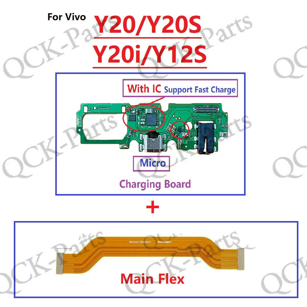 พร้อม IC สําหรับ Vivo Y20 Y20s Micro USB Board Charger แท่นชาร์จพอร์ตขั้วต่อ Flex Cable สําหรับ Vivo