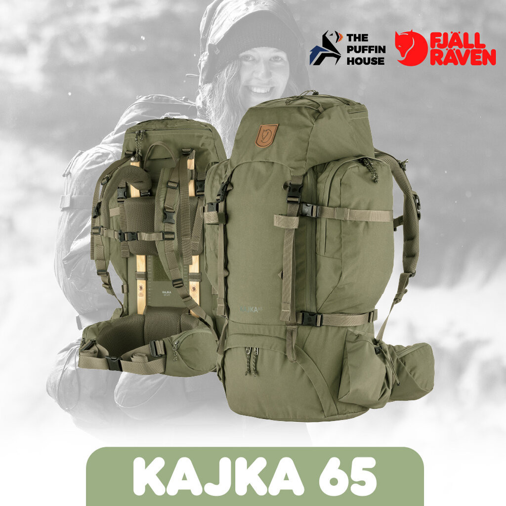 Fjallraven เป้เดินป่า ใช้ได้ทั้งชายและหญิง มี Raincover หมวกถอดมาเป็นกระเป๋าใบเล็กได้ Kajka 65 (2024)