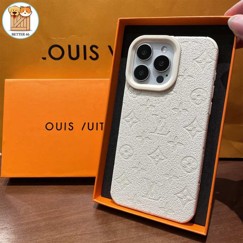 LV หรูหราและหรูหรา เลเวล เคสไอโฟนลายลิ้นจี่ดอกไม้เก่าเหมาะสําหรับ ไอโฟน 16 12 13 14 15 มือโปร สูงสุด (ไม่มีกล่อง)