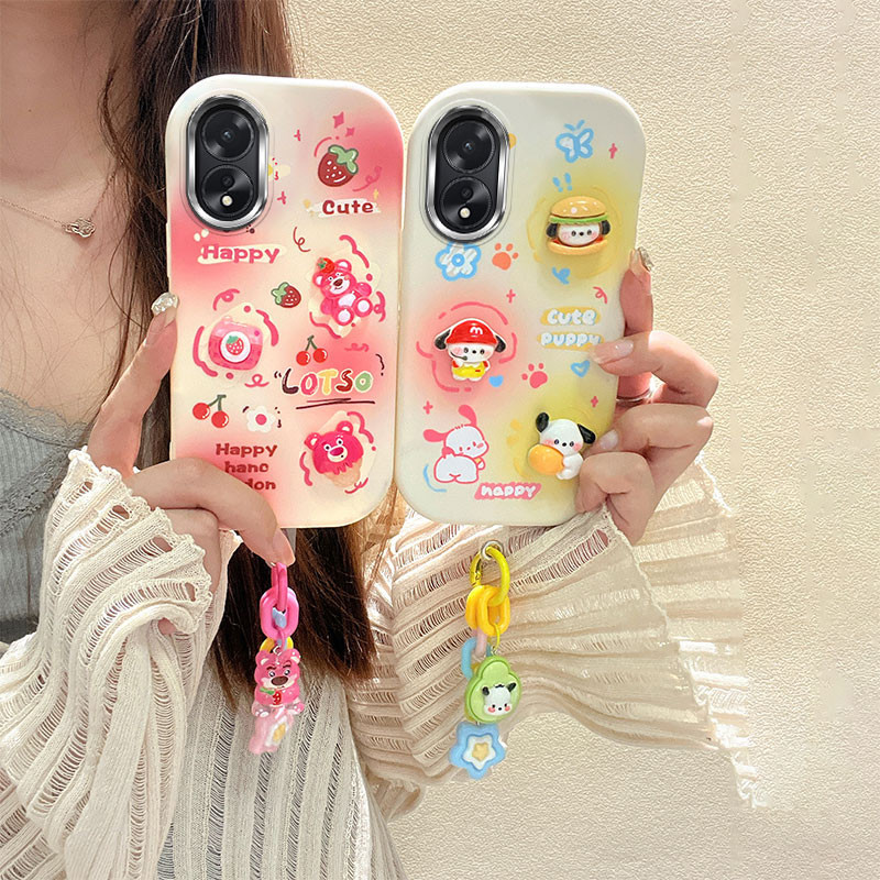 เคส oppo a18 เคส oppo a38 3d ตุ ๊ กตา electroplated เคสโทรศัพท ์ สําหรับ น ่ ารัก