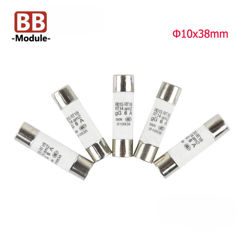 10pcs 10*38 Fast Blow ฟิวส์เซรามิค 10x38 มม.ฟิวส์ 380V 500V 0.5A 1A 2A 3A 4A 5A 6A 8A 10A 16A 20A 25A 32A 40A RO15 RT18 RT14