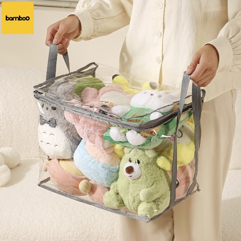 ถังเก็บของเล่นตุ๊กตา ที่เก็บตุ๊กตา มีหูหิ้ว มีซิป พกพาสะดวก จัดระเบียบได้ง่าย กันน้ำและกันความชื้น ด้ามจับทอไนลอน