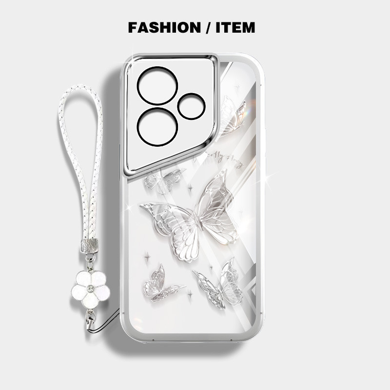 Ybd INS สไตล์เคสโทรศัพท์สําหรับ Infinix ITEL A70 A80 A665L ร้อน 30i ร้อน 30 เล่น NFC X669 X669C X669D X6835B X6831 X6832 Niche ผีเสื้อปลอกพร้อมเลนส์ป้องกัน