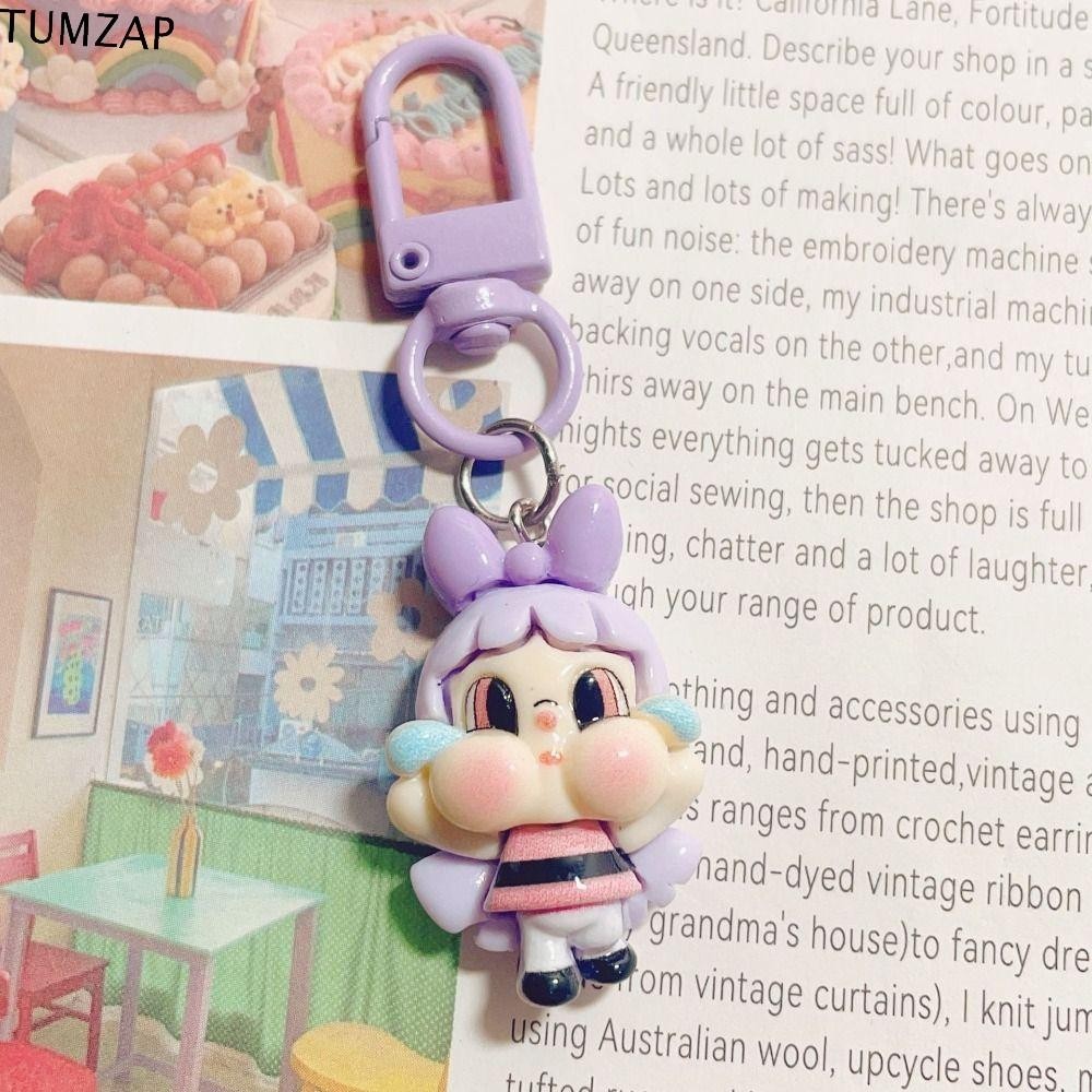 Tumzap POP MART พวงกุญแจ, สไตล์เกาหลีเรซิ่น Crybaby พวงกุญแจ, แฟชั่น Kawaii การ์ตูนสร้างสรรค์น่ารัก Crybaby จี้ของขวัญวันเกิด
