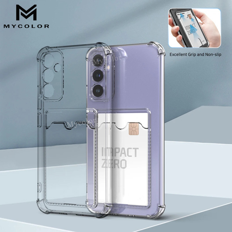 เคสกันกระแทกเคสใส่บัตร เคสซิลิโคนใส Samsung ss Galaxy S24 S23 S22 S21 FE S24+ S23+ S22+ S21+ Note 20 10 Plus Ultra S10 5G 4G 2024
