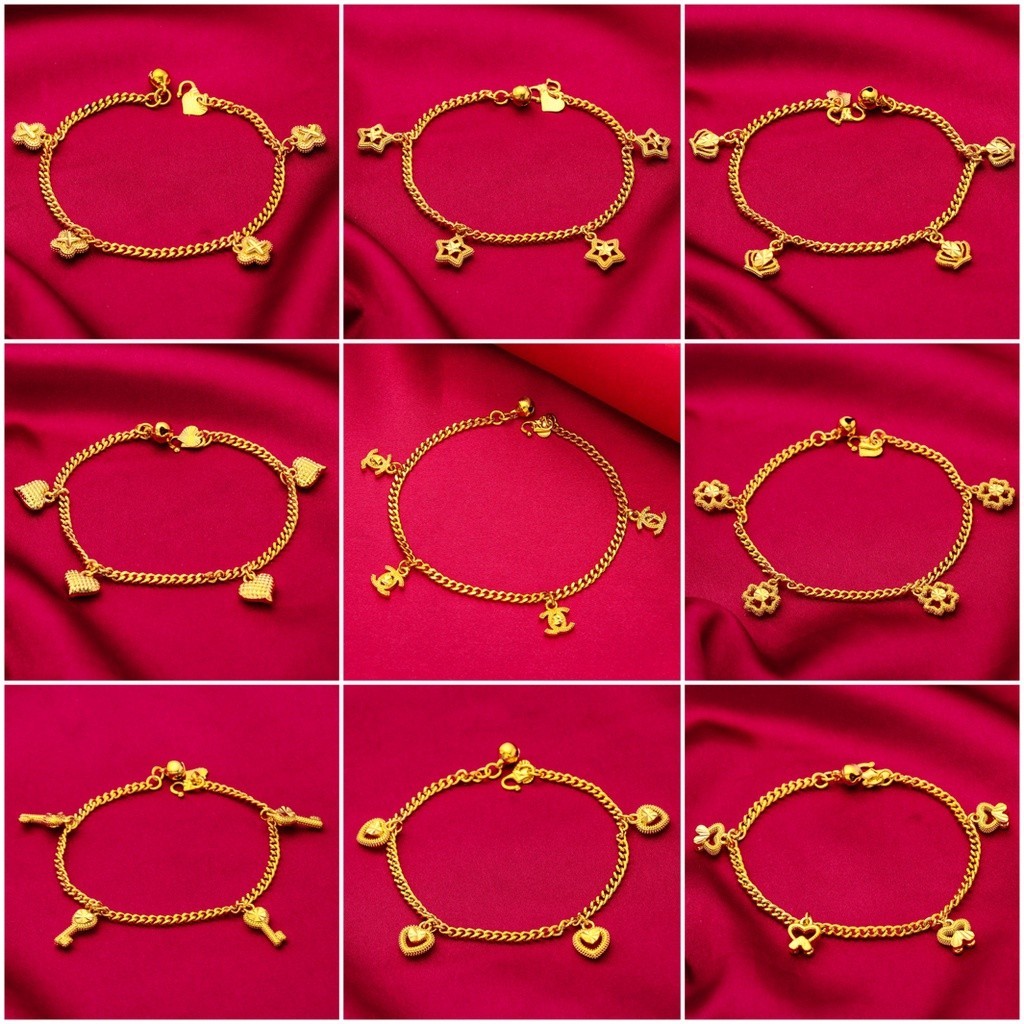 24k Gold Plated สร้อยข้อมือผู้หญิง Five-Pointed Star Heart สร้อยข้อมือ Four-Leaf Clover สร้อยข้อมืออุปกรณ์เสริมของขวัญ