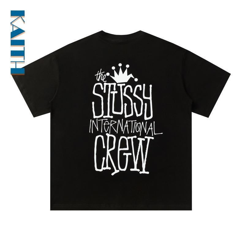 #T8 Plus ขนาด Crewneck ยอดนิยม Vintage Unisex ผ้าฝ้ายกราฟิก Tee Streetwear เกาหลีเดี่ยวสี Crown รูปแบบ Hand Drawn พิมพ์ตัวอักษรคู่ Tshirts สําหรับชาย