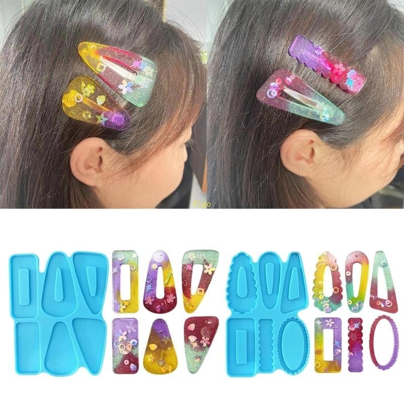 Flgo ซิลิโคนกิ๊บเรซินแม่พิมพ์ DIY ปิ่นปักผมเครื่องประดับหล่อแม่พิมพ์คลิปผมทําซิลิโคนหล่อเครื่องมือซิลิโคนเสื่อ