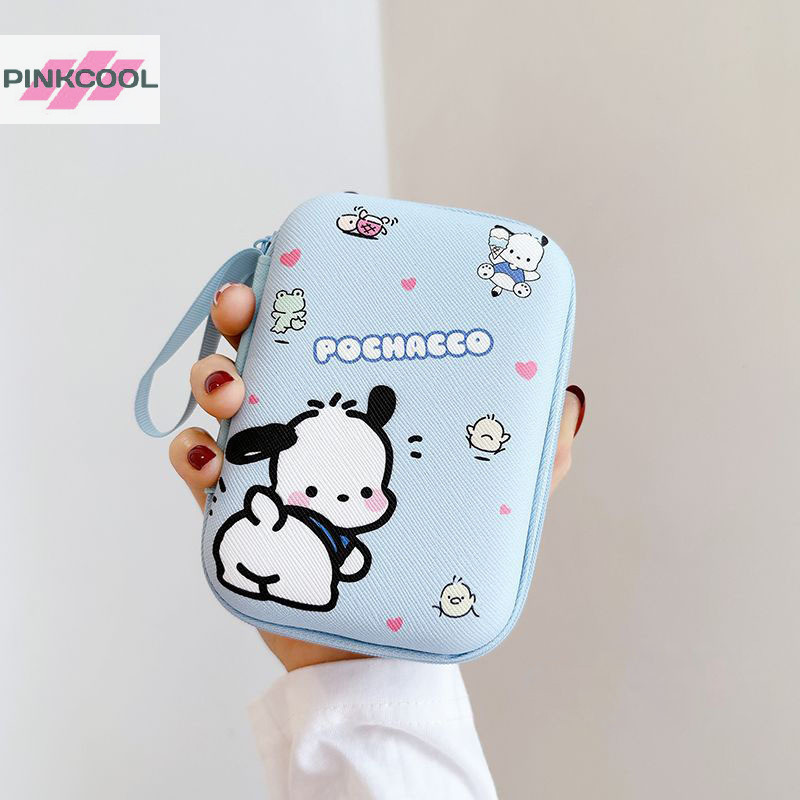 Pinkcool การ์ตูนน่ารัก Sanrio Anime Kitty Kuromi Pochacco หูฟังกรณีสายชาร์จเหรียญ Hard Disk Travel แบบพกพากระเป๋า Organizer ร้อน