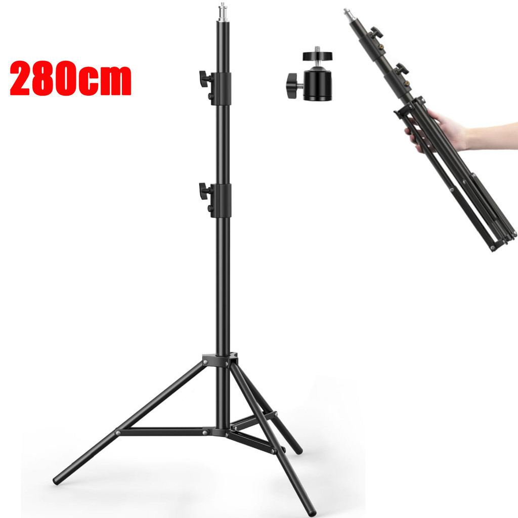 Photography Heavy Duty Light Stand 280cm Tripod with 1/4" Screw Ballhead for Camera Video Softbox Flash LED Lamp