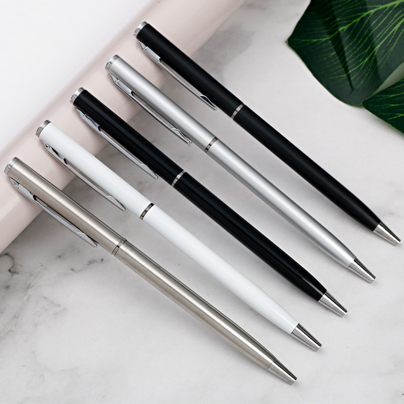 ปากกาลูกลื่นแบบหมุนโลหะ 1 ชิ้น สีดํา 0.7 มม. ปากกาลายเซ็นระดับไฮเอนด์ เครื่องเขียน อุปกรณ์การเรียนรู้