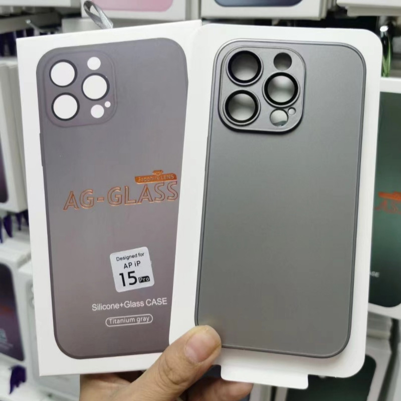 ไทเทเนียมสีเทา AG Matte glass Frosted Case สําหรับ iPhone 15 14 Pro MAX 13 12 11 Pro MAX พร้อมเลนส์ฟิล์มป้องกันป้องกันลายนิ้วมือฝาครอบ iPhone กรณี