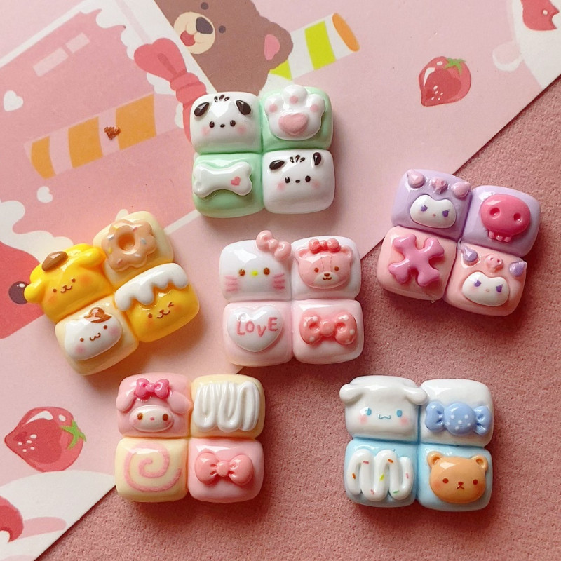 10ชิ้นที่มีสีสันซานริโอสแควร์น่ารักเรซิ่นเสน่ห์สําหรับ ทําเอง (8-310)