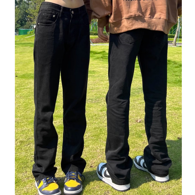 กางเกงยีนส์ผู้ชายฤดูร้อนตรงสีดำกางเกงอเนกประสงค์ลำลองผู้ชายกางเกงผู้ชายเรียบง่ายยอดนิยม
