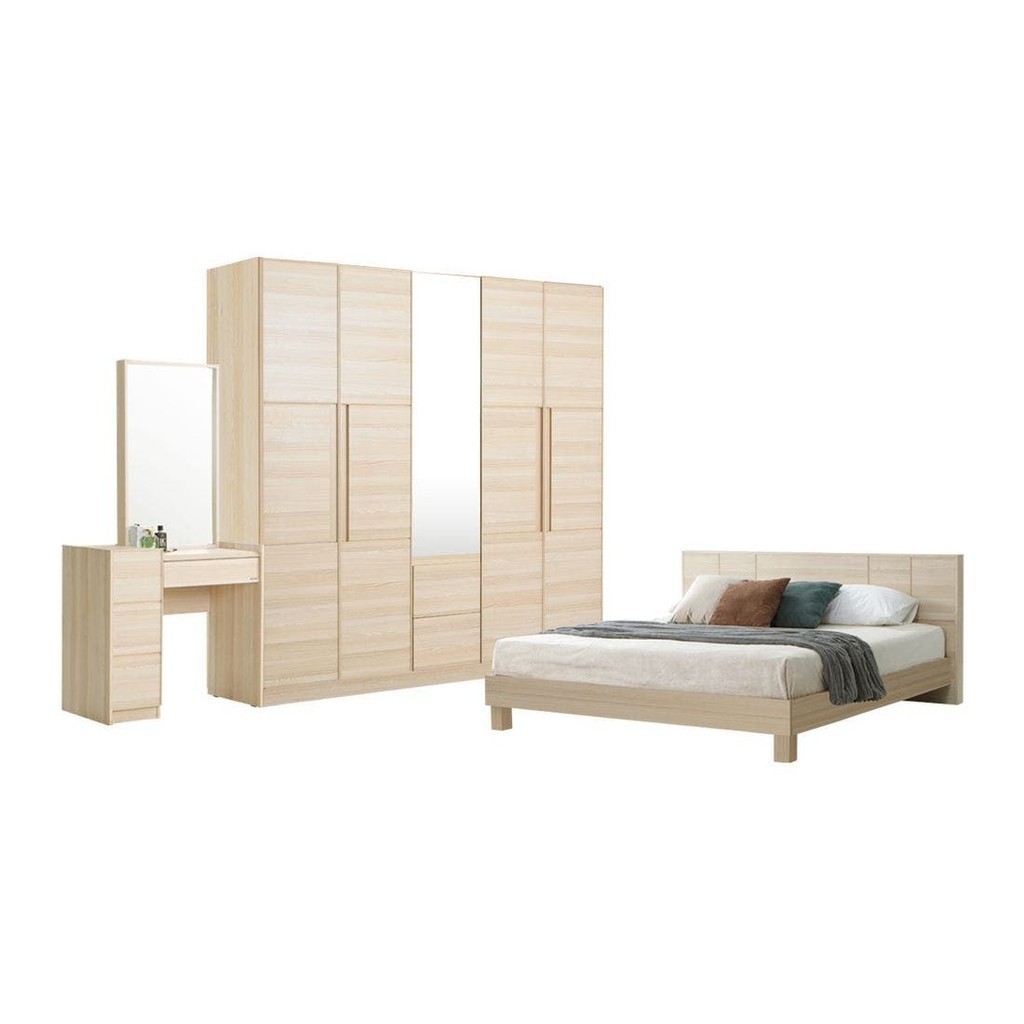 Koncept Furniture ชุดห้องนอน ขนาด 6 ฟุต รุ่น Hakone สีโอ๊คอ่อน  แบรนด์ KONCEPT FURNITURE