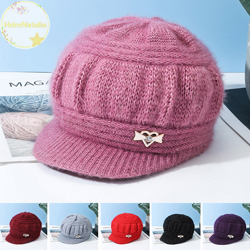 Hdmnatalie ขนสัตว ์ ผู ้ หญิงแฟชั ่ นหมวก Plush ถัก Wind Shield หูยามสีทึบบรรยากาศฤดูใบไม ้ ร ่ วงและฤดูหนาว Warm หมวก TH