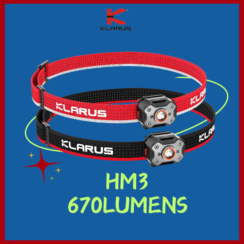 Klarus HM3 Motion Sensor ไฟหน ้ า 670Lumens Mini USB C ชาร ์ จหัวไฟฉาย LED สําหรับตกปลา Camping
