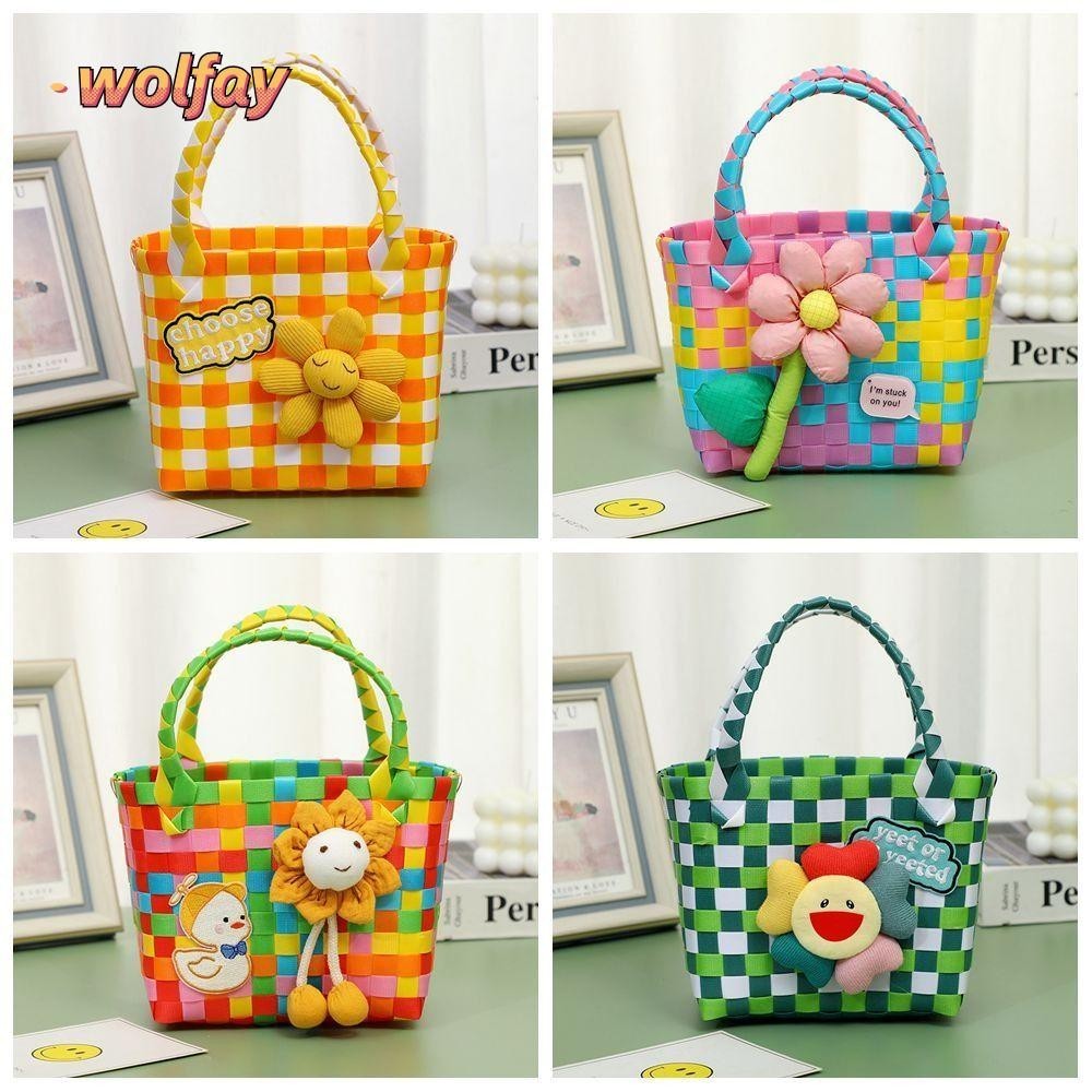 Wolfay กระเป๋าโท้ทสีสันสดใส กระเป๋าถือของขวัญสร้างสรรค์ Duable