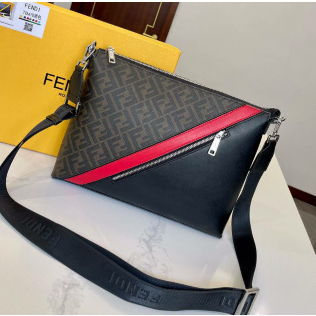 [ กล่องของขวัญ ] กระเป๋าผู้ชาย Fendi Leather กระเป๋าคุณภาพสูง PVC กระเป๋าเอกสารเยาวชนธุรกิจ