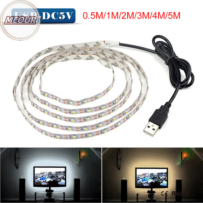 Meour 5V ทีวี LED Backlight USB LED Strip Light Decor โคมไฟเทปพื้นหลังทีวี Lighg TH