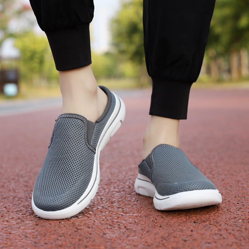 [35-48] คู่น้ําหนักเบา รองเท้าครึ่งตาข่ายผู้ชาย Slip on shoes Causal shoes สําหรับผู้หญิงผู้ชาย