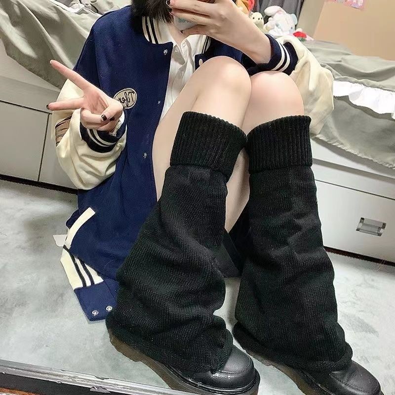 ถุงเท้าถุงเท้าถุงเท้ากองสไตล์ฤ jk Harajuku Millennium Slimmer  y2k นุ่มสาวถักญี่ปุ่นขาปกเอเชียวัฒนธรรม U0K2