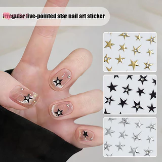 Renbg 3D ไม่สม่ําเสมอ Pentagram Rhinestone สติ๊กเกอร์ติดเล็บ Y2K Satr เล็บ Decals Starlight Charm ฟอยล์ตกแต่ง Self กาว TH