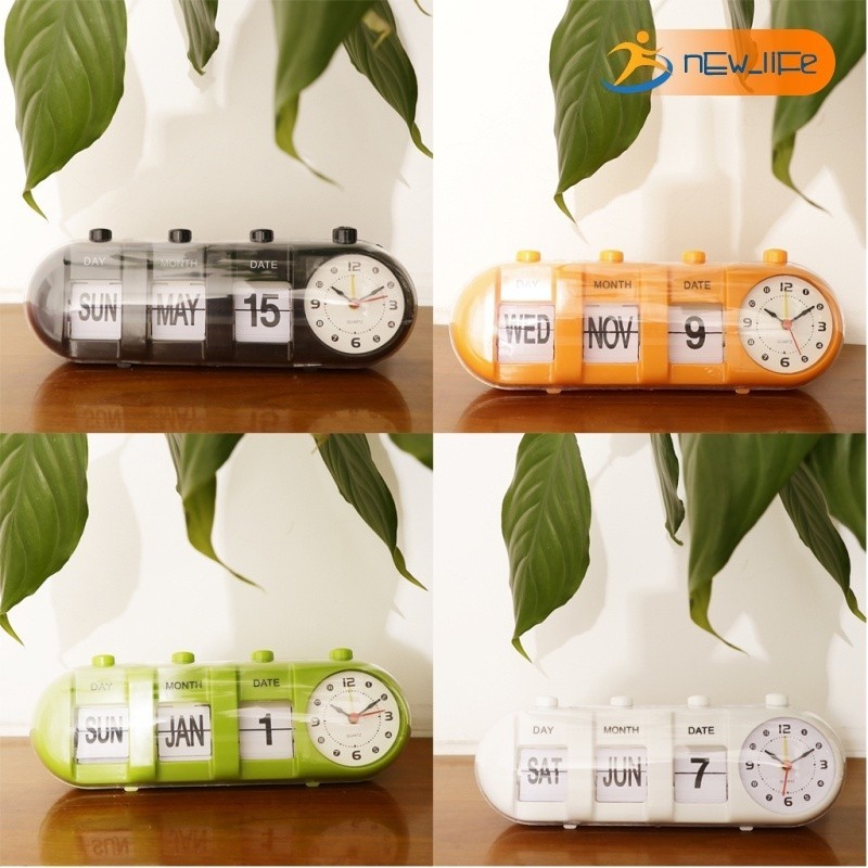 Creative Digital Manual Flip Down Clock Desk Stand Page Clock-Yellow