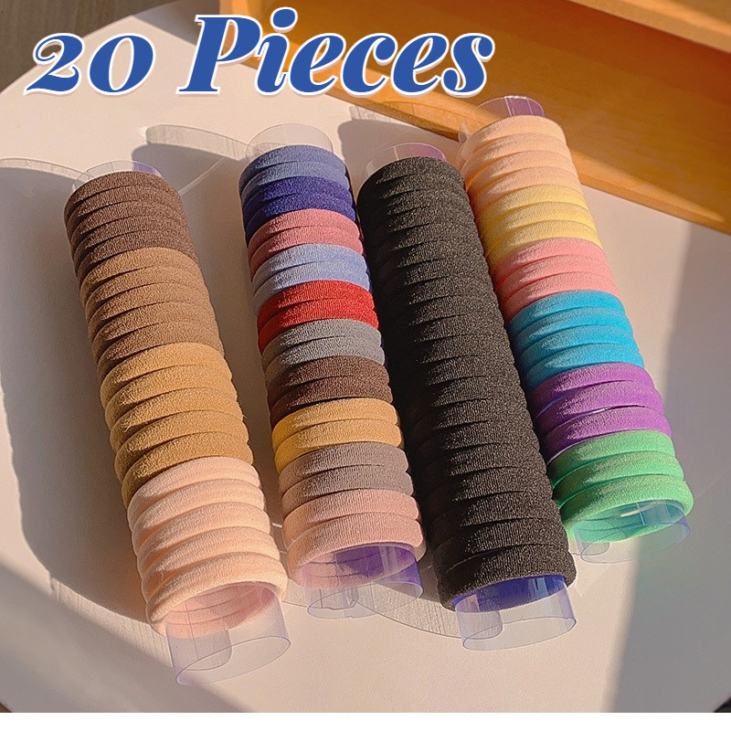 20 ชิ ้ นยืดหยุ ่ นสูงเชือกผมยางไม ่ มีรอยต ่ อหญิงสีผม Tie Flannel ผม Scrunchies