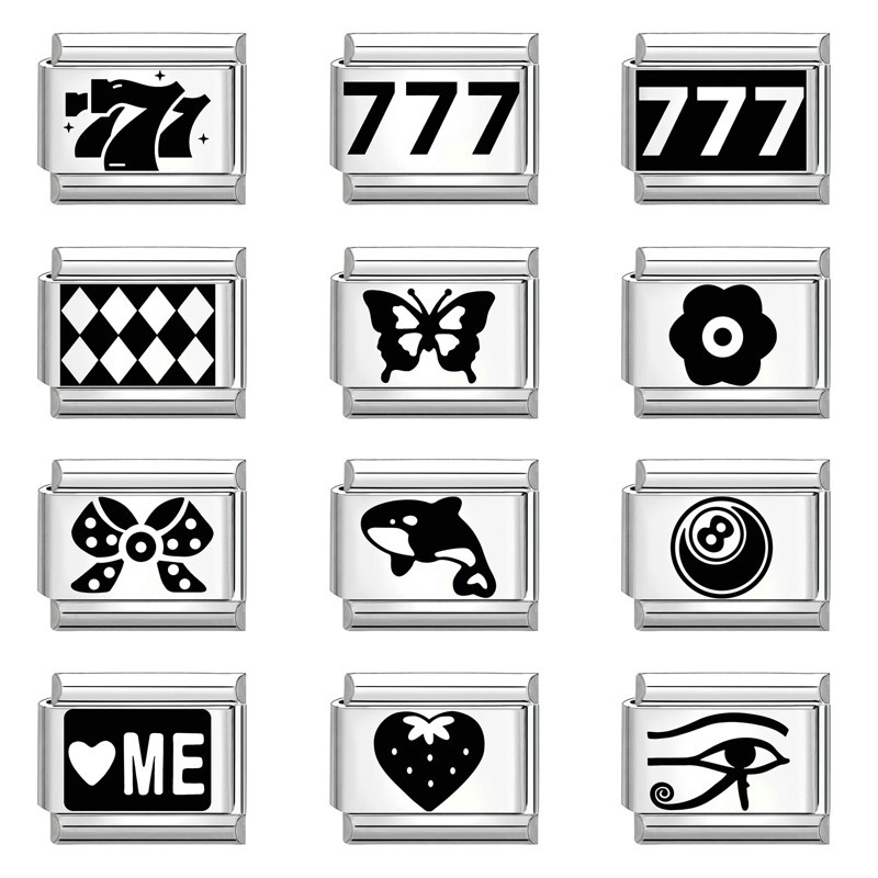 777 ผีเสื้อดอกไม้เสน่ห์พอดีอิตาลีเสน่ห์ลิงค์9มิลลิเมตรสร้อยข้อมือสแตนเลสทําเครื่องประดับทําเองแฟชั่น