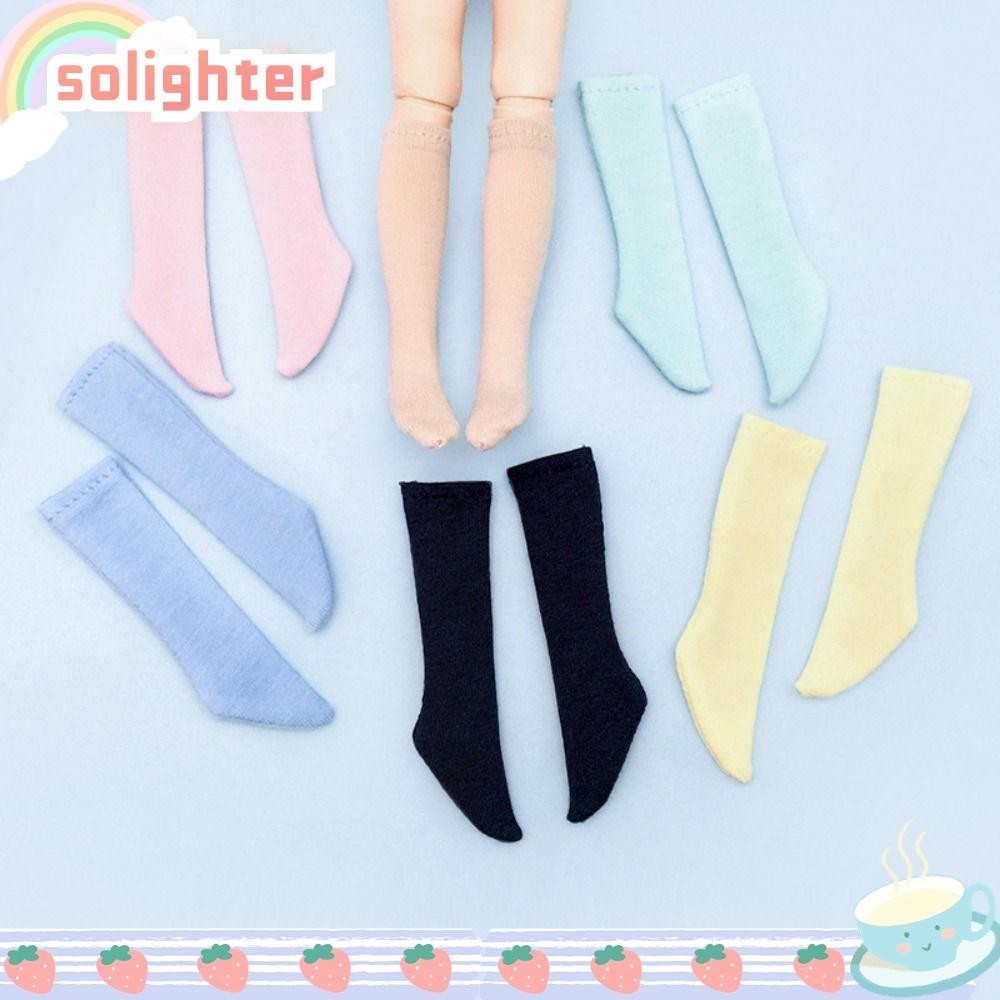 Solighter ถุงน่องผ้าฝ้ายทําด้วยมือ,แฟชั่น 15 รูปแบบถุงเท้าตุ๊กตายาว,ชุดลําลองตุ๊กตา Legging สําหรับ ob22 ob24 ตุ๊กตา/สําหรับตุ๊กตาบลายธ์