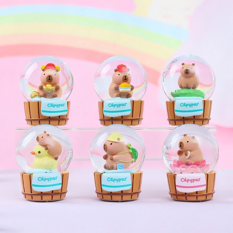 Kapibara คริสตัลบอล Mystery Box ของเล่นทํามือแก้วส่องสว่างโปโลน้ําขนาดเล็กตกแต่งห้องนอนเดสก์ท็อปตกแต่ง