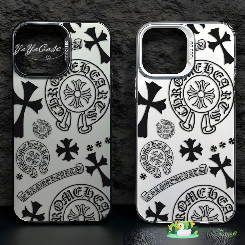 สำหรับ iPhone11 13 CASE FOR เคสไอโฟน15 14 12 Pro Max 15 14 7 8 Plus X XR XS MAX Cro หัวใจ รุ่น สไตล์ ขั้นสูง สี เงิน เคส