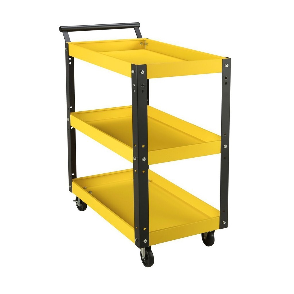 STANLEY รถเข็น 3 ชั้น ขนาด 672 X 387 X 673 มม. รุ่น 74-322 แบบไม่มีแผงด้านข้าง พร้อมล้อ PP ขนาด 2 นิ้ว เคลือบด้านป้องกัน