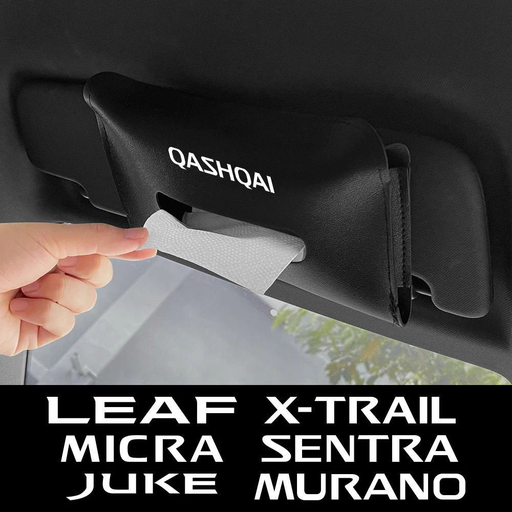 กระเป๋ากระดาษทิชชูรถยนต์สําหรับ Nissan Qashqai J10 J11 Juke 2 Micra K12 K14 Leaf X-Trail T32 Sentra 