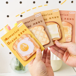 30 แผ่นการ์ตูน Memorize Bread Series Sticky Notes แผ่นบันทึกแบบพกพาสําหรับนักเรียน