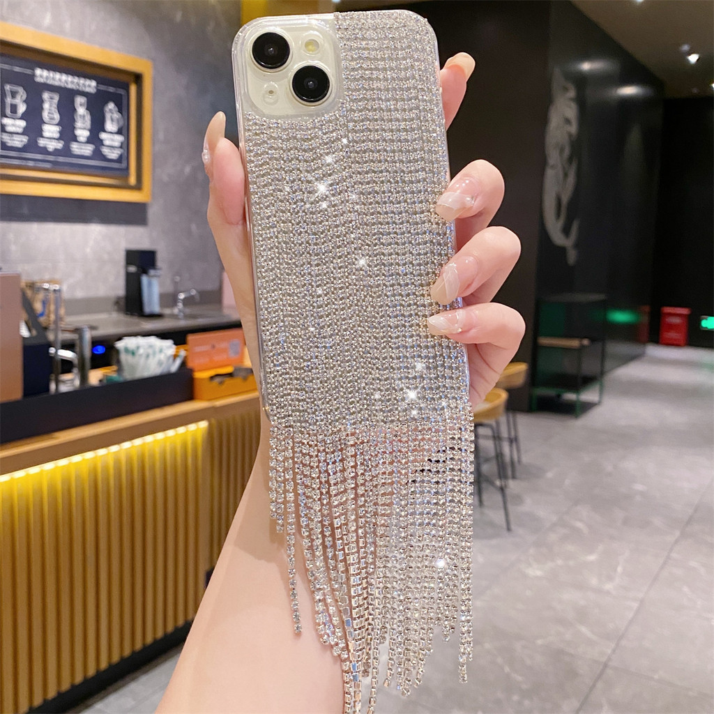 SAMSUNG สําหรับsamsung S24 S23 S22 S21 S20 S10 S9 S8 Plus Ultra FE Rhinestoneกรณี,FringeกระโปรงออกแบบLuxury Sparkly BlingเพชรเงาGlitterชุบคริสตัลเคสโทรศัพท์ผู้หญิงสาว