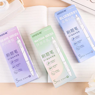 ohayo ปากกาหมึกเยอะ ปากกาแบบกด ขนาด 0.5mm เขียนลื่น 5 ด้าม / กล่อง ปากกาเจล มึกสีดํา เหมาะสําหรับการเขียนข้อสอบ