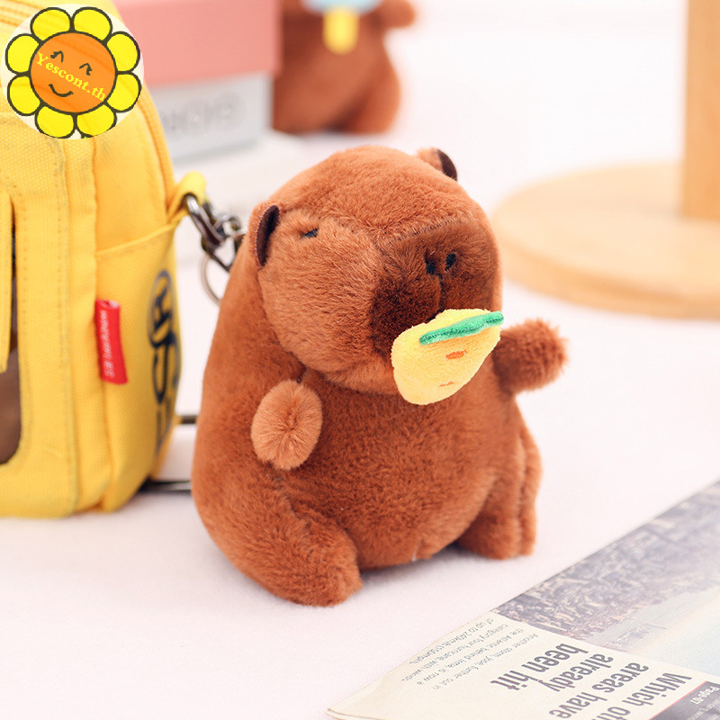 Yescont การ์ตูน Capybara จี้ของเล่นตุ๊กตาดึงสตริงไอศกรีมสตรอเบอร์รี่ตุ๊กตากระเป๋าแขวนเครื่องประดับพวงกุญแจเดสก์ท็อปตกแต่ง TH