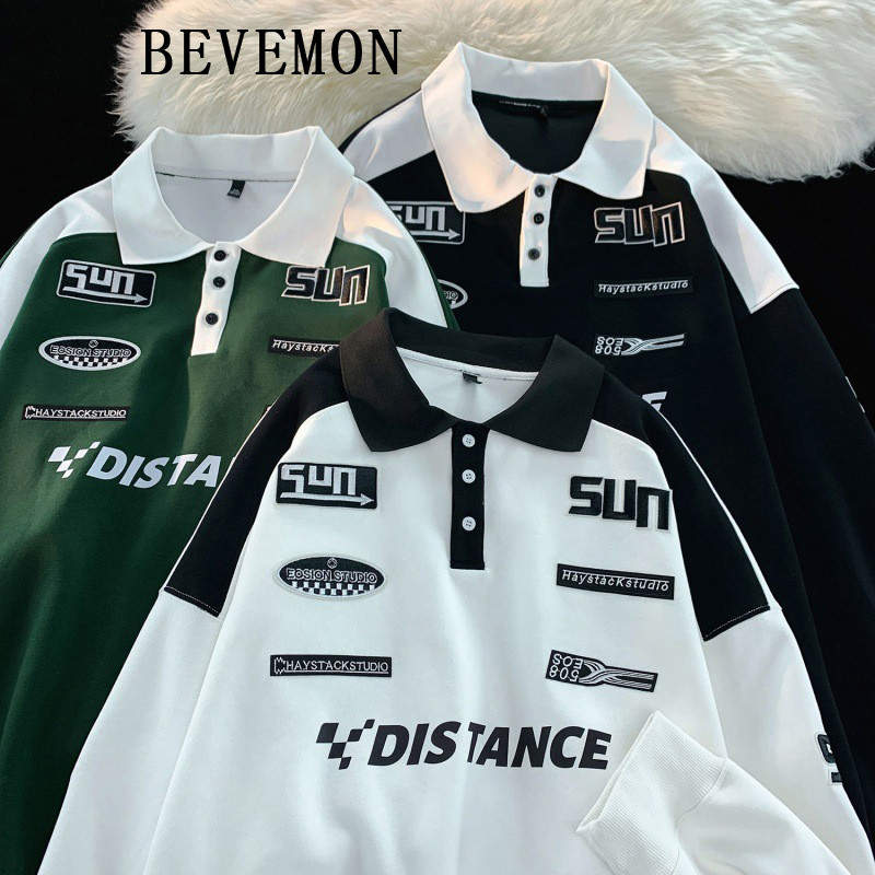 เสื้อโปโลแขนยาวแฟชั่นเสื้อผ้าหัวรถจักร M-5XL