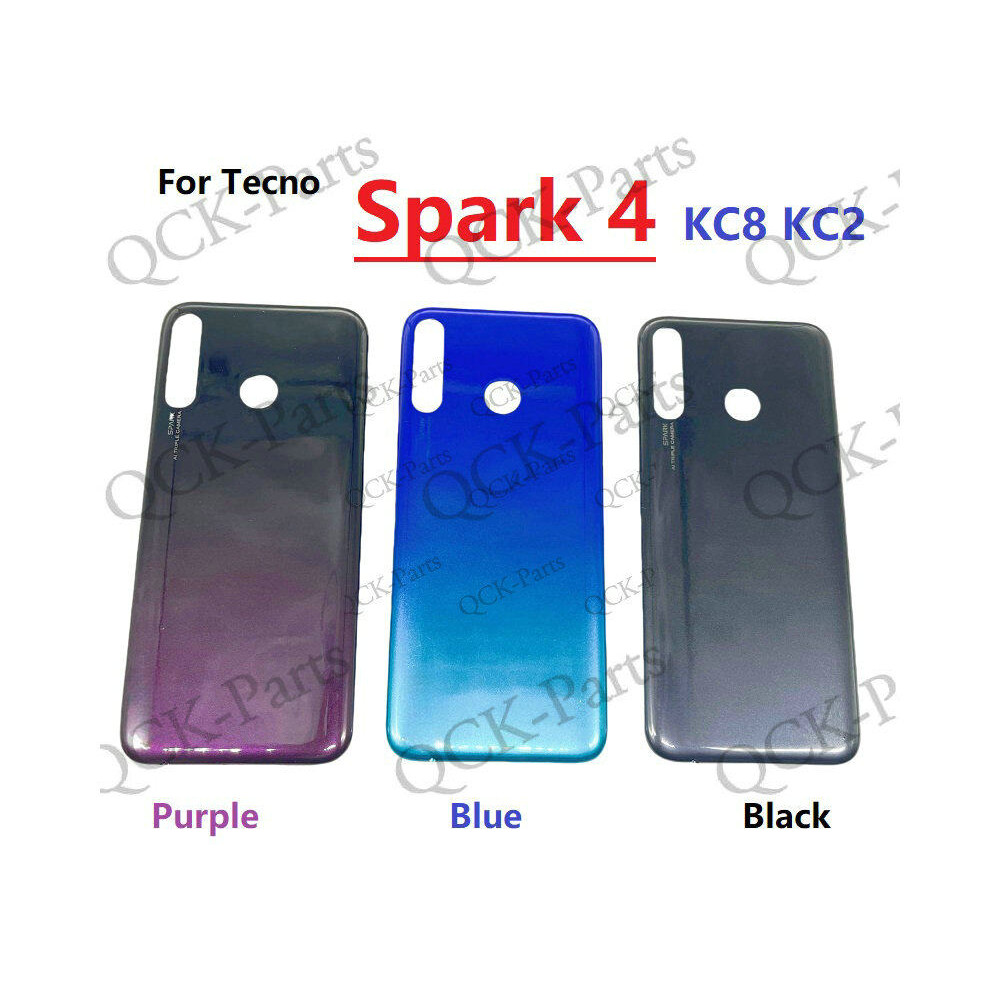 ฝาหลังแบตเตอรี่สําหรับ Tecno Spark 4 KC8 KC2 ด้านหลังประตูด้านหลังกรณีอะไหล่