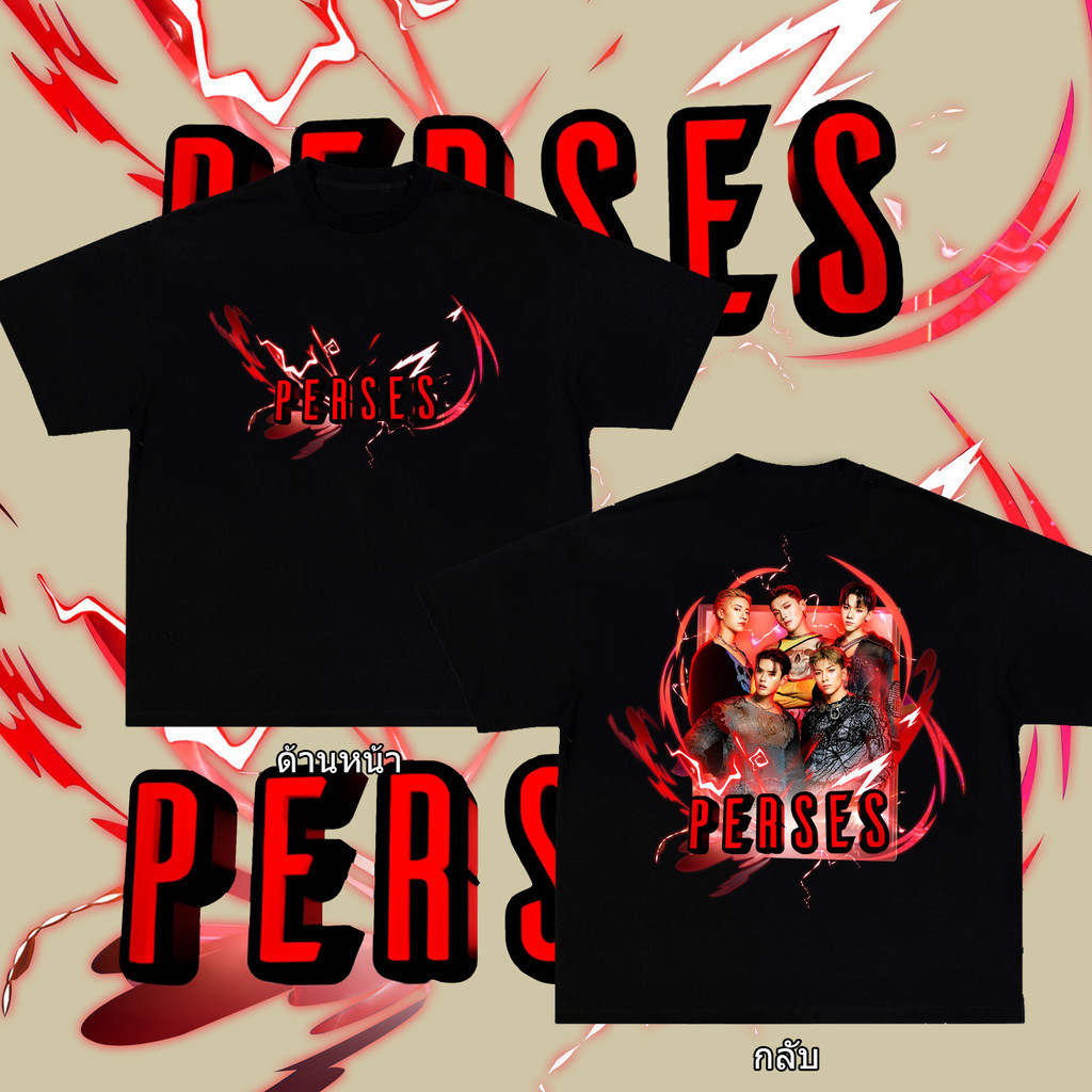 【เสื้อยืดใหม่】 Perses T-pop แขนสั้นพิมพ์เสื้อยืดผ้าฝ้ายคอกลมด้านบนผู้หญิง S-5XL