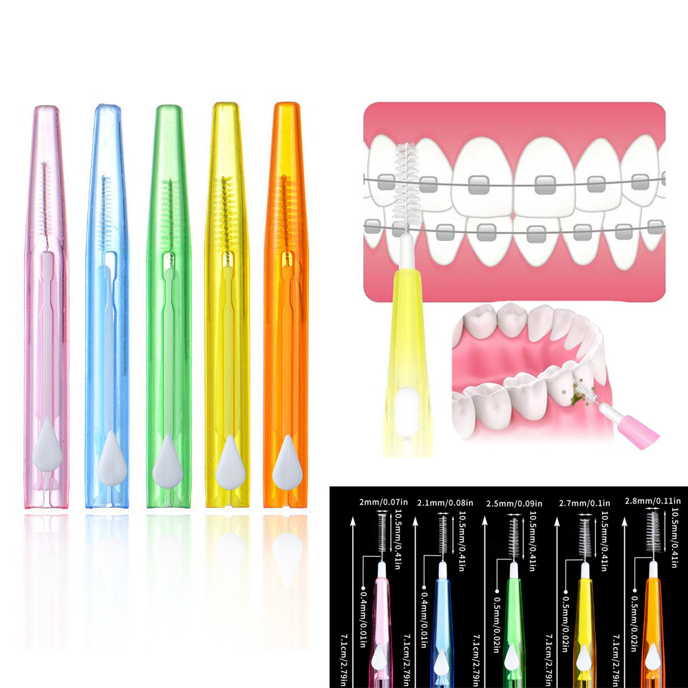 30 ชิ้น/กล่อง 0.6-1.5 มม.แบบพกพา Push-Pull Interdental แปรงทําความสะอาดทําความสะอาดลึกระหว่างฟัน