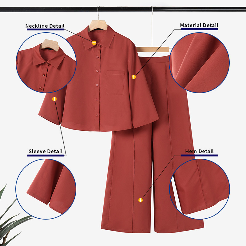 Zanzea ผู้หญิงเกาหลี Office Leisure Lapel 3/4 แขนปุ่มลงเอวสูงขากว้างชุดแข็ง — صورة 8