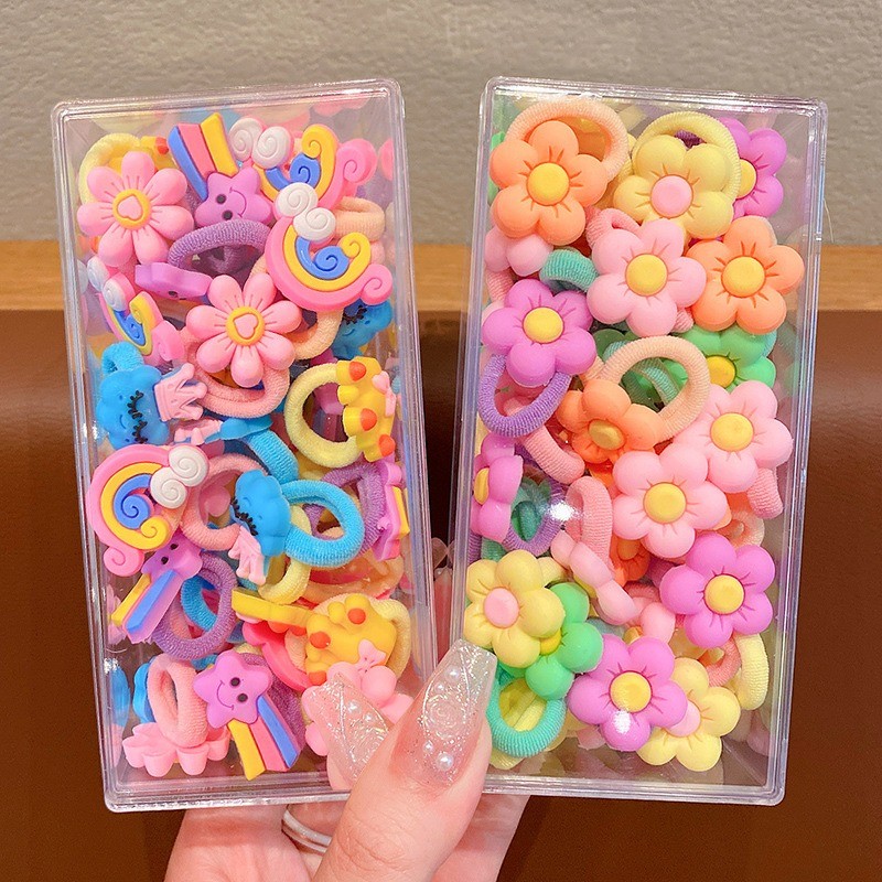 10ชิ้นชุดผูกผมแฟชั่นเกาหลีน่ารักการ์ตูนยืดหยุ่นสูงยางรัดผูกผมอุปกรณ์ผม