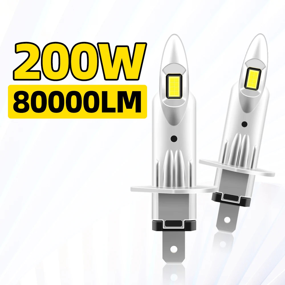 2pcs H1 LED 80000LM H1 ไฟรถ 8054 CSP ชิป 6000K สีขาว Auto Mini ไดโอด 1: 1 ขนาด Turbo โคมไฟ Plug & Pl