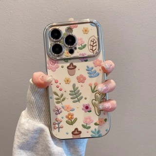 Iphone 16 15 14 13 12 11 Pro Max X XR XS Max 7 8 Plus INS น่ารักการ์ตูนดอกไม้ minimalist คู่เคสโทรศัพท์ปกอ่อน