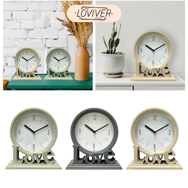 LOVIVER Creative Geometric นาฬิกาตั้งโต๊ะตกแต่งแบตเตอรี่ขับเคลื่อน Non-Tiking Arabic รอบสําหรับ Home Counter ห้องนอนข้างเตียงห้องนั่งเล่น