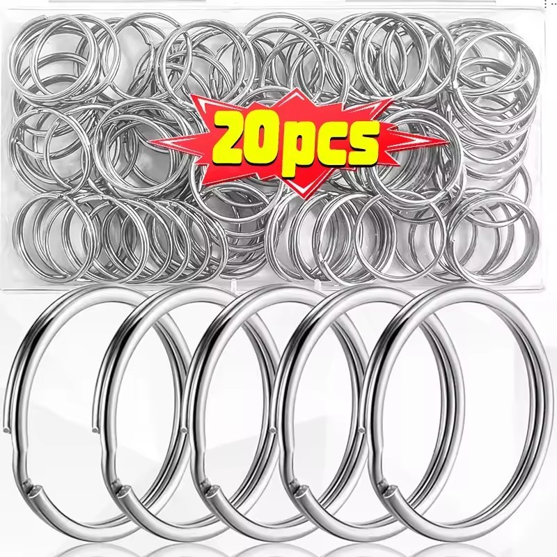 20ชิ้น25มิลลิเมตรโลหะเปล่าพวงกุญแจ-รอบแยกพวงกุญแจแหวน-เครื่องประดับ ทําเอง กุญแจรถโซ่